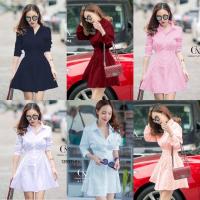 P12337 เดรสเชิ้ตสม็อคเอวsmock waist shirt dress