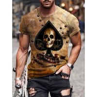 2023 NEWNew Street สไตล์ Cool Men S Skull 3D พิมพ์ดาบ Series เสื้อยืดแขนสั้น