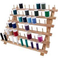 【CC】 Betim Thread Holder Supply Wood 60-Spool Sewing  amp; Embroidery Rack Shelf Needlework