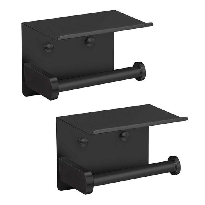 2X Toilet Paper Holder with Phone Shelf SUS 304 Stainless Steel Wall