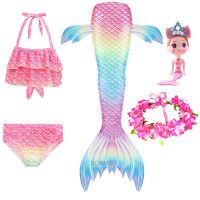 Girls Mermaid Tail Kids Dress Beach Clothes Bathing Suit The Little Mermaid Costume Bikini Cosplay Children Christmas Swimsuit