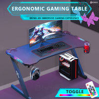 LS-Furniture โต๊ะ โต๊ะคอมพิเตอร์ โต๊ะเกมมิ่ง โต๊ะคอม RGB Gaming Table โต๊ะเกม Computer Desk มีไฟ RGB มีรูปทรงขาZ มีไฟ LEDสวย ไม่แสบตา โต๊ะทำงาน 120cm