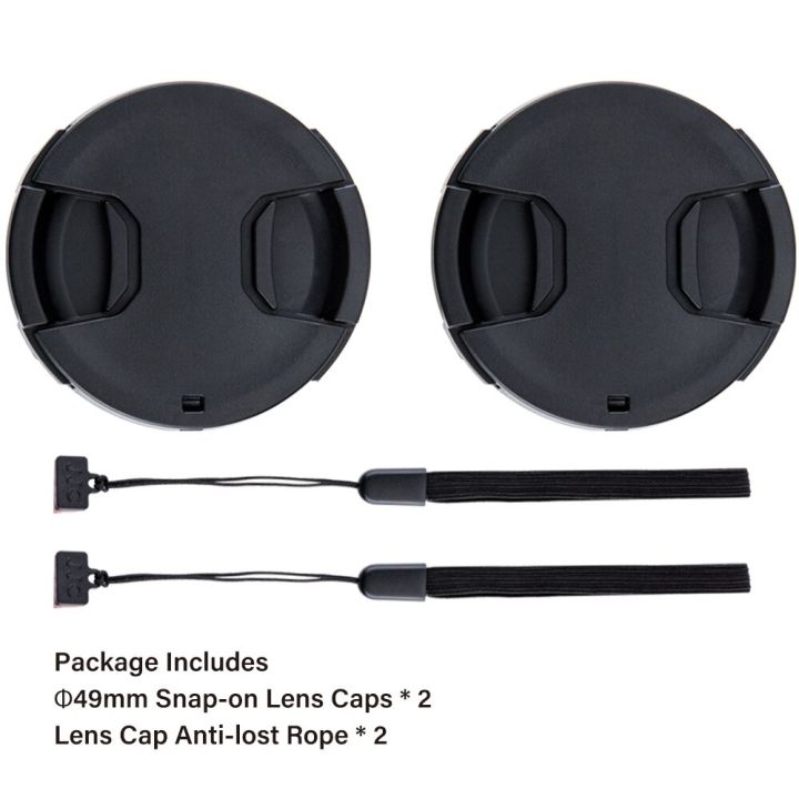 2-pcs-49mm-universal-camera-lens-caps-with-elasticity-anti-lost-rope-center-pinch-len-cover-for-olympus-sony-e-55-210mm-f4-5-6-3-lens-caps