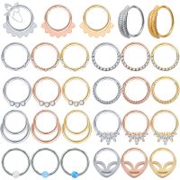 ZS 1 PC 10 Styles Stainless Steel Nose Ring 16g 3 Colors Zircon Nose Septum Piercings Clicker 8/10MM Ear Helix Piercing Jewelry