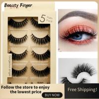 BEAUTY FINGER 5คู่ไขว้แบบหนาธรรมชาติแบบยาวยาว3มิติสำหรับต่อขนตามิงค์ปลอมขนตาปลอม Wi-ปุย