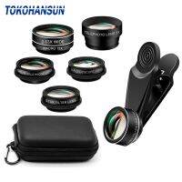 ✾ TOKOHANSUN 7 in 1 กล้องโทรศัพท์เลนส์ 4K Wide Macro กล้องโทรทรรศน์เลนส์ Super Fisheye สำหรับ iPhone 11 7 8 Huawei Xiaomi สมาร์ทโฟนทั้งหมด