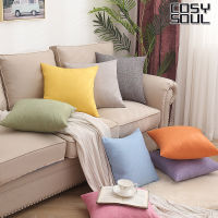 Solid Linen Square Throw Pillow Cushion Bolster With Pillow Core Pillowcase School Home Office Chair Waist Car Sofa 40*40CM