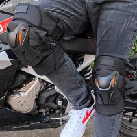 Motorcycle Knee Pads and Elbow Pads Riding Outdoor Sport Double Straps Adjustable Comfort Shock Absorption Four Season Universal Knee Shin Protection