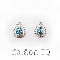 (S925) ต่างหูเงินแท้ ต่างหูเพชร CZ ต่างหู ตุ้มหูเงินแท้ Sterling silver stud earrings ET43 TQ