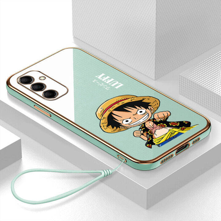 เคส-samsung-galaxy-m14-case-luffy-ลักชัวรี่-6d-ซอฟท์ซิลิโคนกรอบสี่เหลี่ยมชายนี่ฟูลแบ็คปก