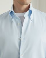 WARDROBE MINISTRY - เสื้อเชิ้ตแขนยาว The High Roll Button-Down Egyptian Cotton Shirt in Sky Blue