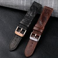 High-end handmade ostrich foot genuine leather watch strap 18 19 20 21 22MM black brown ostrich leather suitable for male laborers 【JYUE】