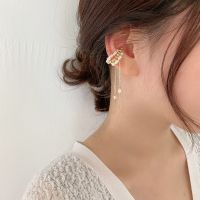 Korean Multi-layered Pearl Tassel Magnet Ear Cuff Cartilage Earrings Ear Clip 1pcs