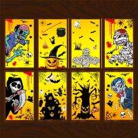 【LZ】❣♞◎  Decorações Halloween Double-Sided Decalques Janela De Vidro Removível Feliz Halloween Janela Clings para Crianças Decorações Do Partido