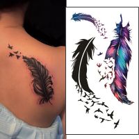 Butterfly Bird Feather Tattoo Stickers Arm Chest Body Art Temporary Water Transfer Tattoo Flower Letter Waterproof Fake Tattoos Stickers