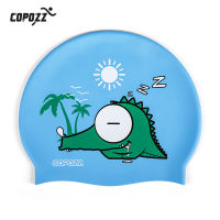 COPOZZ Swimming Cap for Pool Cute Cartoon Dog Children Kids Badmuts Waterproof Protect Ears Long Hair Boy Girl Sports Swim Hat