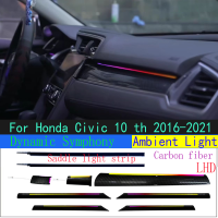 LED รถ Lnner Ambient Light สำหรับ Honda Civic 10 Th 2016- Dynamic Illusion Streamer Starry Sky บรรยากาศโคมไฟปุ่ม APP Contr*