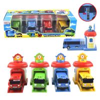 4pcs/set Scale model Tayo the little bus children miniature bus baby oyuncak garage tayo bus Ejection impact car vehicle