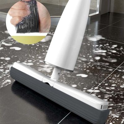 Squeeze Spray Mop Automatic Self-washing Mop Flat Mop Easy Mop with PVA Sponge Mop Heads Free Hand Washing for Floor Clean
