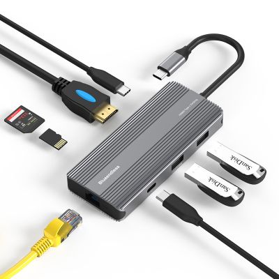 100W ชนิด C ไปยัง USB 3.1ฮับแท่นวางมือถือ8K 30Hz 4K 120Hz 60Hz HDMI 2.1บัตร TF SD สำหรับการต่อแมคบุ๊กโปรแอร์ Acce Feona