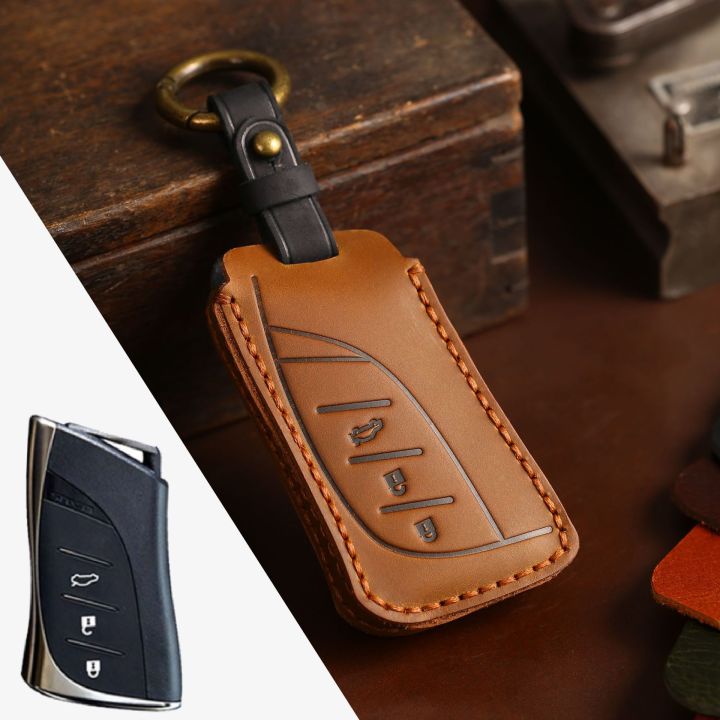 leather-key-case-cover-3-button-car-accessories-for-lexus-es200-rx-es300-nx200-keychain-holder-keyring-shell-bag-fob-protector