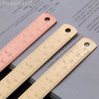 ┅▥ Vintage Metal Brass Straight Ruler 15cm Metal Scale Measuring Tools Korean Stationery Painting Drawing Kit Bookmark Copper Ruler