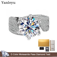 Yanleyu บริสุทธิ์18พันทองคำขาวจริง Moissanite แหวน D สี VVS1หรูหราบิ๊ก5CT เพชรหมั้นแหวนแต่งงานสำหรับผู้หญิงของขวัญ