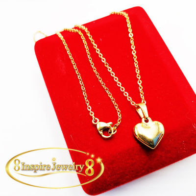 Inspire Jewelry ,สร้อยคอสี่ทองพร้อมจี้รูปหัวใจ ยาว 18นิ้วงานทอง 18K ตามแบบร้านทอง ปราณีตมาก งานแฟชั่น สีทอง สำหรับประดับชุดไทย สวยหรู