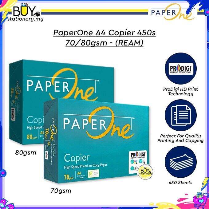 PaperOne A4 Paper 70gsm / 80gsm - (450's / REAM) Kertas A4 White Plain ...