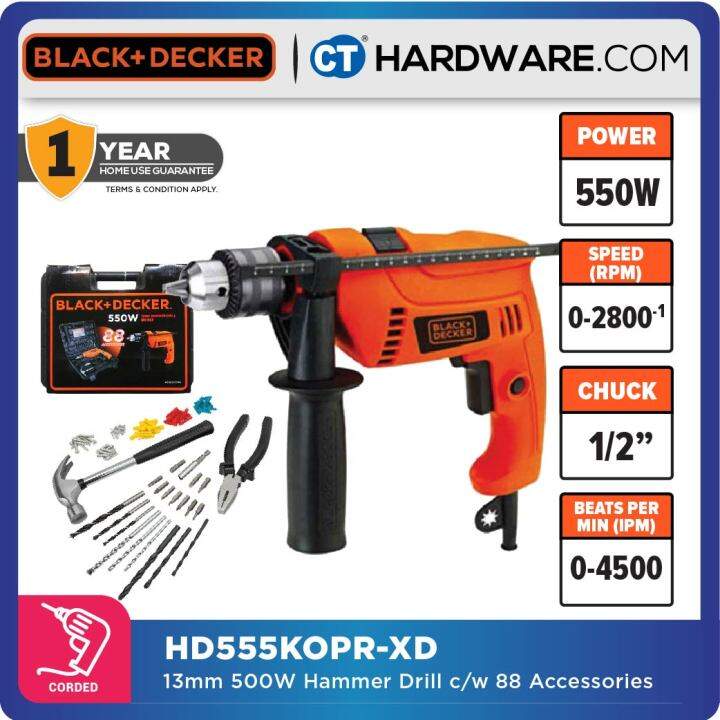 BLACK & DECKER HD555KOPR HAMMER DRILL 13MM 550W | Lazada