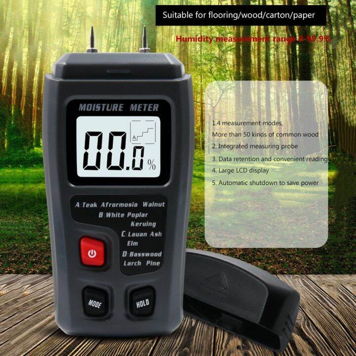 Digital Moisture Testing LCD Display Wood Damp Measure Tool Portable