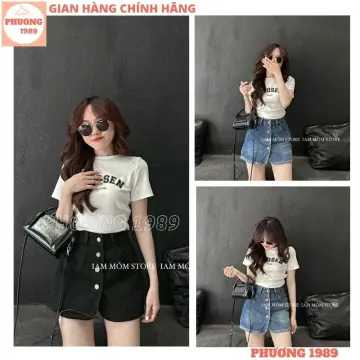 Chân váy jean hàng cúc mặt trước  sakurafashionvn