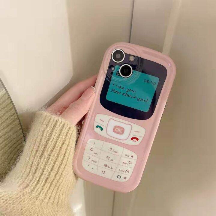 เคสโทรศัพท์สีชมพูน่ารัก-ins-สำหรับ-iphone-14pro-13pro-13promax-12-11-coque-แฟชั่นรูปร่างโทรศัพท์-carcazas-แผ่น3d-ตลก-fundas-carterfa