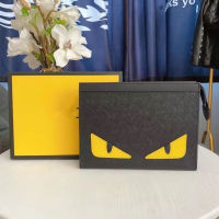 2023 FendiˉSummer New Little Monster Eye Leather Handbag Large Capacity Bag Yellow Eye Envelope Bag