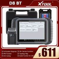 XTOOL D8BT Car Scan Tool 38 Reset Functions Bi-directional Tool ECU Coding OBDII Scanner Topology Map Guide Function Free Update