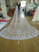 White Ivory Cathedral Length Cape Veil Bridal Cape Cloak Lace Edge 102"W x 120" (3 meter)  Long Wedding Accessory Shoulder Veil Hair Accessories