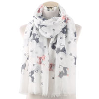 New Cat Foot Print ผ้าพันคอการ์ตูนผู้หญิง Outdoor Casual Scarf