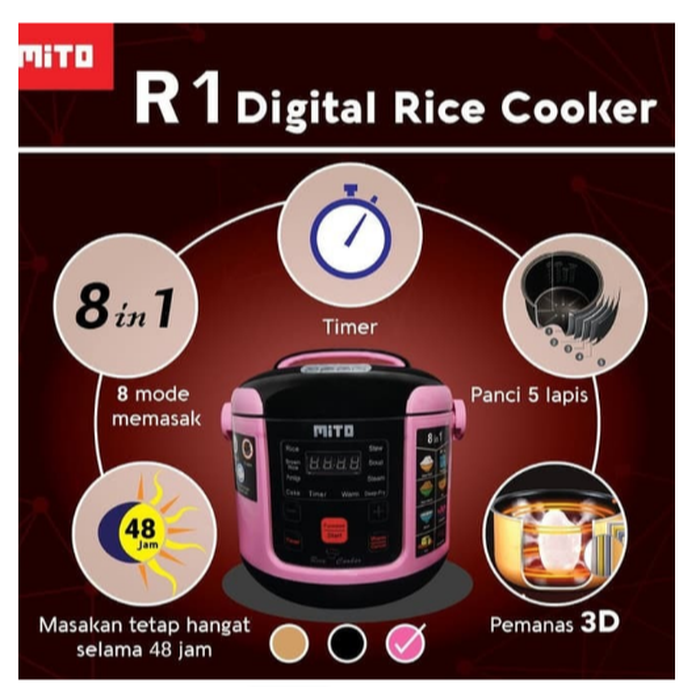Mito R1 Digital Rice Cooker 8in1 Kapasitas 1 Liter Lazada Indonesia