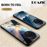 ROAZIC สำหรับ Realme 11 5G เคสกระจกเทมเปอร์บางไล่ระดับสีเคสโทรศัพท์หรูหราบางเฉียบขอบซิลิโคนอ่อนนุ่มฝาครอบกันกระแทก