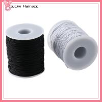 LUCKY HAIRACC 1 mm ครับ สายรัดยืดหยุ่นสำหรับกำไลข้อมือ อุปกรณ์ทำเครื่องประดับ สีดำสีดำ สายรัดข้อมือ 2ม้วน ยืดได้ยืดหยุ่น สายยืดสำหรับทำสร้อยข้อมือ การทำเครื่องประดับ