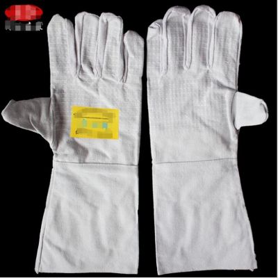 High quality electric welding canvas double half-lined long canvas cotton canvas gloves