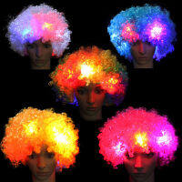 1PCS Kids Adult Flash Explosion Wig Clown Wigs Light Up Blinking Curly Fans Party Costume Hat Glow Tie Christmas Navidad 2022