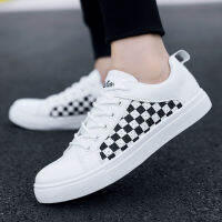 2022 new summer shoes mens leather student trend Korean sports leisure checkerboard large size breathable board shoes