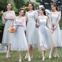 ▪▧☃ [Taobao]ชุดเดรสยาวสีเทาเรียบหรูแบบยาวปานกลาง