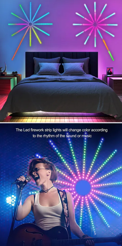 Smart Firework Led Lights USB Powered Color Changing LED Strip Lights with  App Control, Remote, Control Box,with Launch Burst Effect and Music Sync  Lights for Bedroom, Room, Christmas, Party