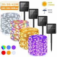 Outdoor Solar String Light 400300200100 LED Fairy Garland 8โหมด Garden Yard Tree Christmas Party กันน้ำทองแดงลวดโคมไฟ