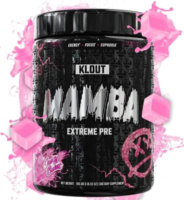 KLOUT Mamba Extreme Pre-Workout Pwr  (25 servings) Powerful High-energy stimulant  Nitrate pump Preworkout Focus and clarity Muscle