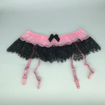 【YF】✢♂﹉  Pink Patchwork Garters Transparent Intimate Bow Wedding Suspender