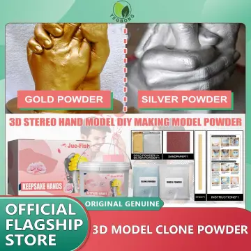 Jue-Fish Clone Production Powder Model Printing Three 3D Hand Set DIY  Powder Home DIY Kids Craft Organizers And Storage DIY Replica 3D Hand &  Foot Print Mold Powder Gypsum Powder Baby Birthday