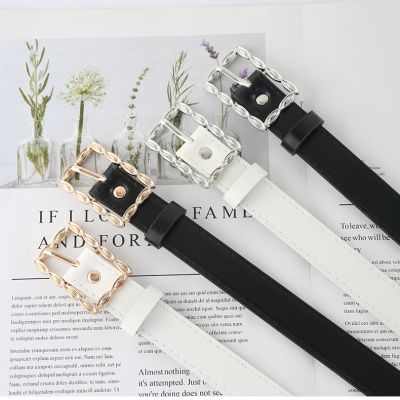 New Style Square Buckle Belt Women Versatile Genuine Leather Vintage Decorative Jeans